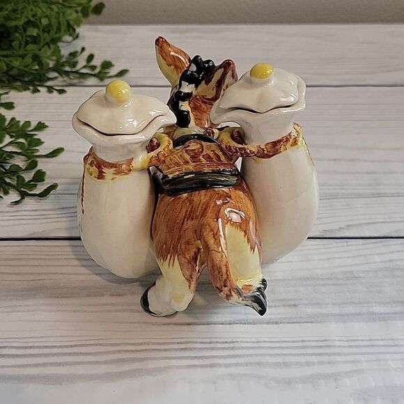 Vintage pack mule vinegar and oil set in porcelain - Picture 3 of 10